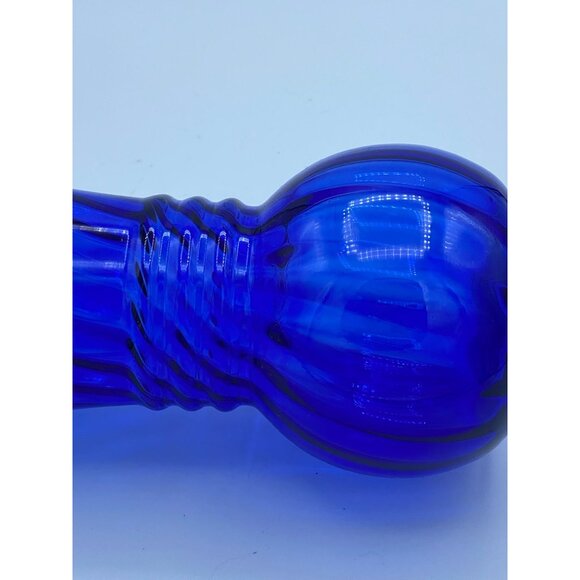 Brody Cobalt Blue Swirl Design Glass Vase 6 -1/4" - Picture 5 of 7